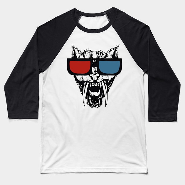 The Beast With 3D Glasses Baseball T-Shirt by zuksone